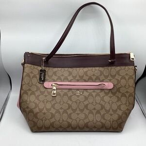 Coach Tyler Tote Handbag In Color Block Signature Coated Canvas & Leather